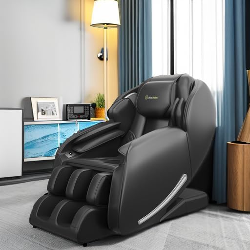 Relaxo USA Zero Gravity Massage Chair | Full Body SL-Track Shiatsu Recliner with App Control (Brown)