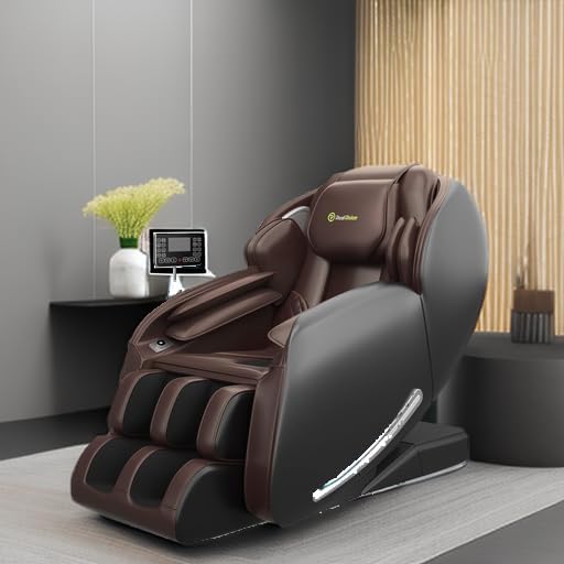 Relaxo USA Zero Gravity Massage Chair | Full Body SL-Track Shiatsu Recliner with App Control (Brown)