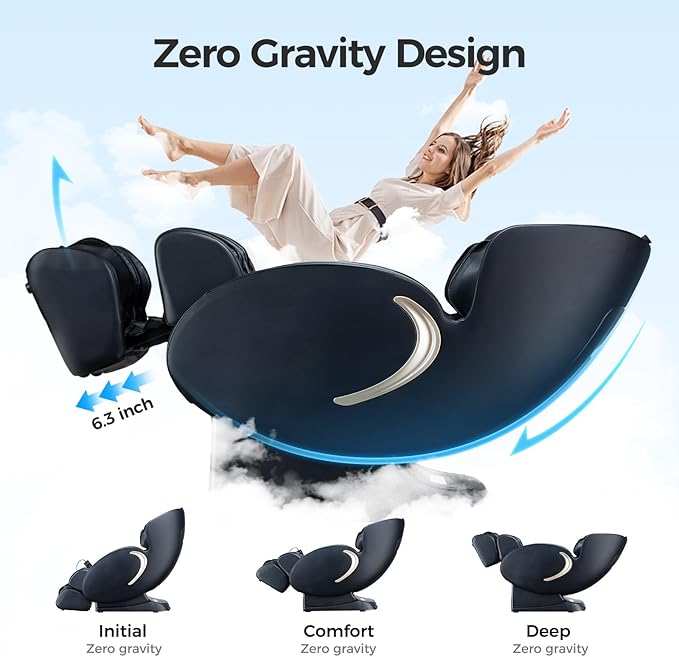 3D Full Body Zero Gravity Massage Chair, 2025 APP Control Shiatsu Massaging Recliner, Back Heating, HiFi Bluetooth Message Chair