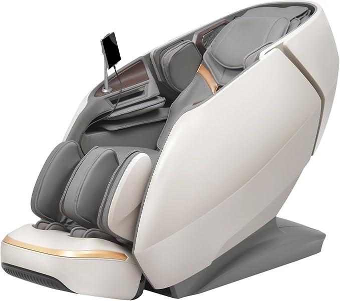 Relaxo USA 4D Massage Chair | Full Body SL Track Recliner with Foot Massage & Custom Programs (Beige)