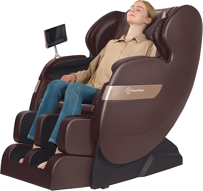 Relaxo USA Dual Core S Track Massage Chair | Full Body Zero Gravity Recliner with App Control (Blue & Khaki)