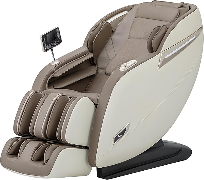 Relaxo USA Full Body Massage Chair | Zero Gravity, SL Track, Heat & Foot Massage (Beige)