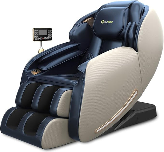 Relaxo USA Zero Gravity Massage Chair | Full Body SL-Track Shiatsu Recliner with App Control (Brown)